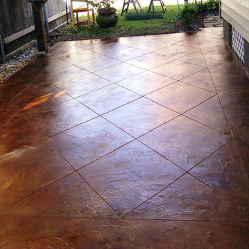Patio: overlayed, scored, textured & stained