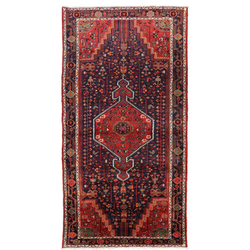 New Authentic Persian Hamadan, Hand-Knotted, Area Rug, 5'2"x10'4"
