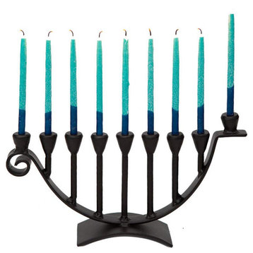 Blacksmith Handmade Iron 9 Branch Hanukkah Menorah Candle Holder