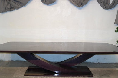 Glendale CA Quarter Sewn white oak dining table purple marine lacquer stain