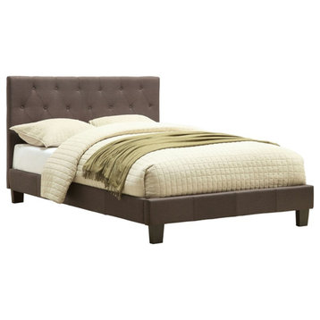 Furniture of America Warscher Fabric Queen Tufted Platform Bed in Gray
