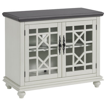 Avalon Small Spaces TV Stand, White With Grey Top
