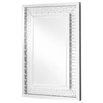 Elegant Furniture & Lighting - Sparkle 35.5" Contemporary Crystal Rectangle Mirror, Clear - The Sparkle collection has crystal gems all over inside , crystals and silver mirror reflect shine. It combine both the function and decoration to set your house. Make a striking statement in your home or office with this stunning contempo style clear mirror. Featuring dozens of expertly cut, beveled edge mirror pieces, layered together to create a bold, yet elegant textured look, you can adorn any prominent wall with this dazzling contemporary mirror and be sure to catch people's attention. Contempo rectangular sunburst style clear mirror Mirrors and all surrounding panels are made with beveled edges