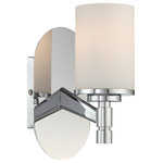 LiteSource - Wall Lamp, Chrome Frost Glass Shade, E27 Type A 60W - Utlizes (but does not include) one incandescent bulb, 60 Watts