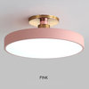 Minimalist Led Ceiling Lamp for Bedroom, Kitchen, Balcony, Corridor, Pink, Dia9.1xh5.1", 3 Colors Switchable
