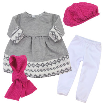 Dress Leggings Hat and Scarf Set for 18" Doll