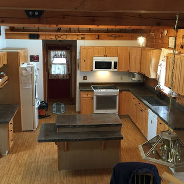 Rustic Log Cabin Kitchen Concrete Countertop Update