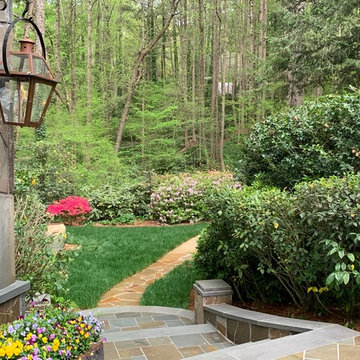 Pergola Stone Column, Gas Lamp Bluestone Staircase, Cheek walls and ornamental c