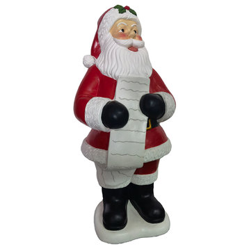 3' Santa Claus Statue Holding a Naughty and Nice List, Resin Indoor/Outdoor