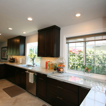 Transitional Cherry Espresso Kitchen