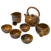 Set 7 Pieces Ceramic Copper Color Glaze Teapot Teacups Deco Display Hws3301
