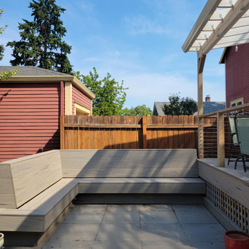 Portland Foursquare Backyard with Covered Deck & Fire Pit Patio
