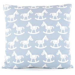 Decorative Pillows Reversible Baby Rocking Horse Throw Pillow, Blue, 18"x18"