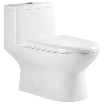 Eviva Hurricane Elongated Cotton White One Piece Toilet