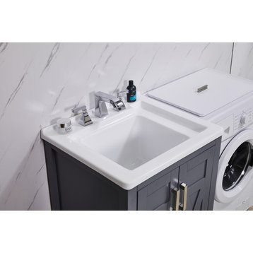 Stufurhome Hathaway 24"x34" Gray Engineered Wood Laundry Sink