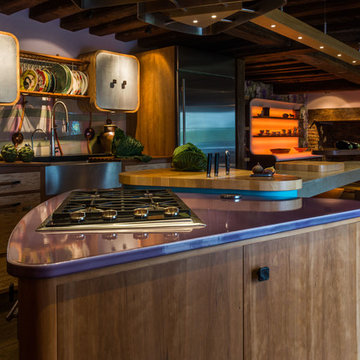 A modern, sociable kitchen-living area