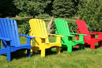 Western red cedar Adirondack chairs making a bold statement in bright colors