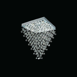 Square Crystal Rain Drop Cascade Chandelier - Chandeliers
