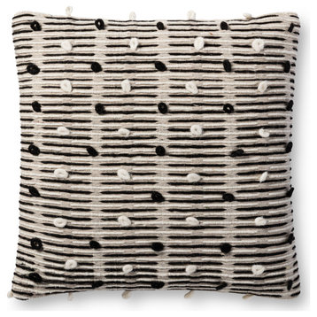 Grey/Multi 18"x18" Hand Jacquard Woven With Loops Pillow