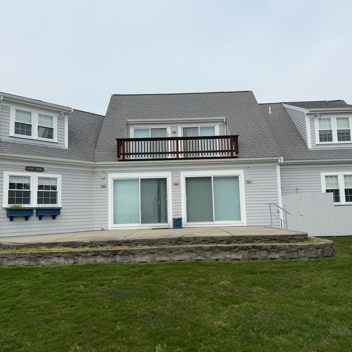 A backyard of the house
