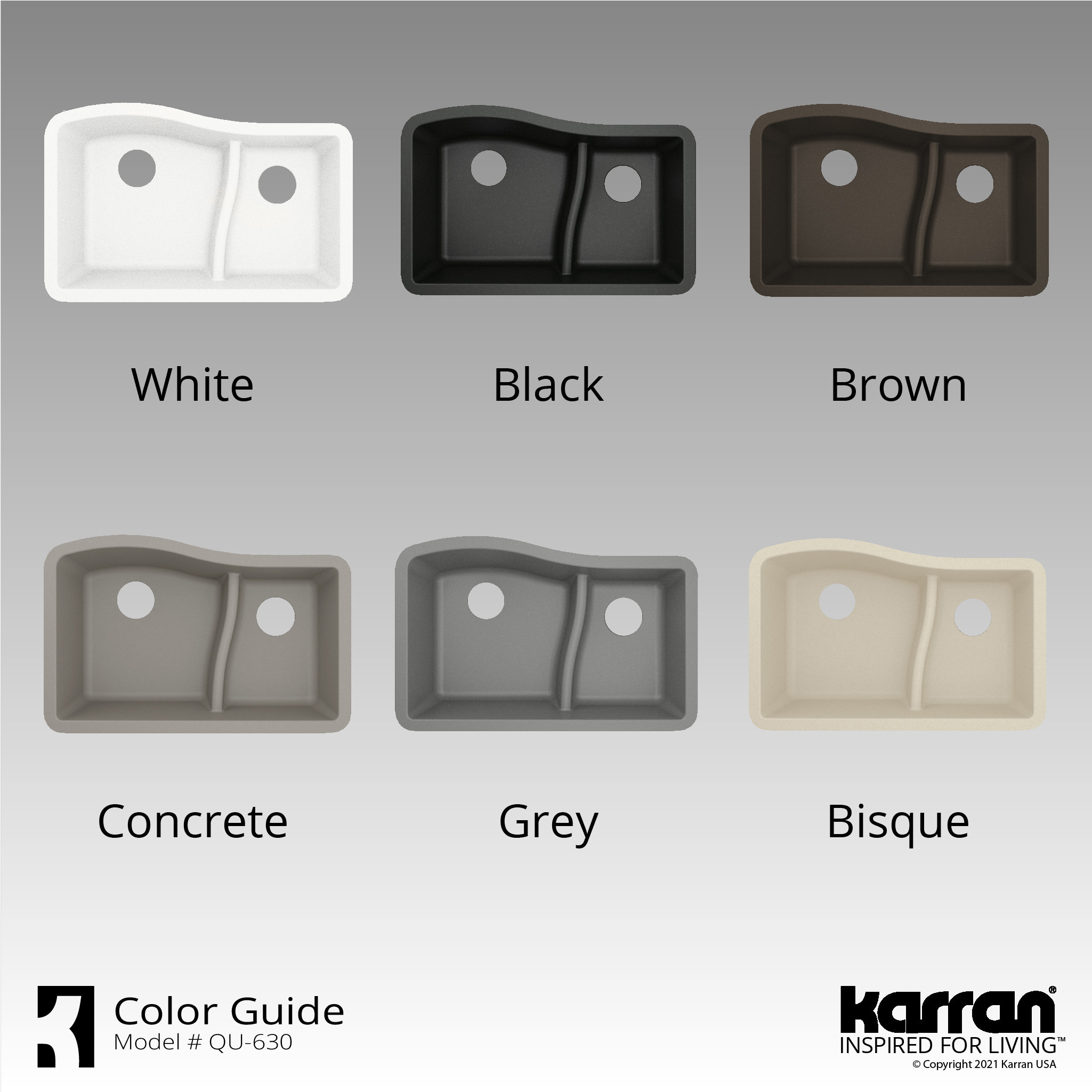 Karran Undermount Quartz 32" 60/40 Double Bowl Kitchen Sink, Black