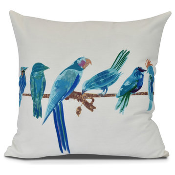 Morning Birds, Animal Print Pillow, Royal Blue, 20" x 20"