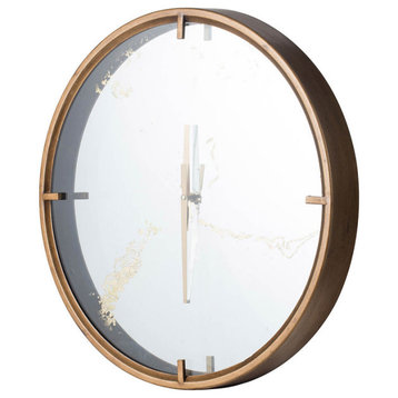 Anita Wall Clock, Clear Mirror and Brass