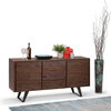 Modern Sideboard, Acacia Wood Frame In Unique Distressed Tones, Charcoal Brown
