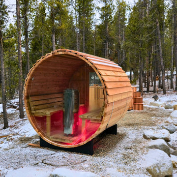 Cedar Sauna & Hot tub Setup