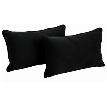 20"X12" Double-Corded Solid Twill Back Support Pillows, Set of 2, Black
