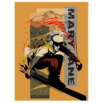 Mike Rangner Mary Jane Colorado Extreme Skier Art Print, 9"x12"