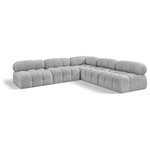 Meridian Furniture - Ames Boucle Fabric L-Shaped Modular Sectional, Grey, 5-Piece: 4 Armless Chair, 1 Corner Chair - Introduce a touch of modern sophistication to your living area with the exquisite Ames Boucle Fabric Sectional. With plush grey boucle fabric and unique design, it will elevate the visual appeal of your living space. This elegant and captivating sectional can be mixed and matched with other pieces from the collection to create an endless array of stunning looks. So, get ready to transform your living area into an inviting and stylish haven with the Ames Boucle Fabric Sectional.