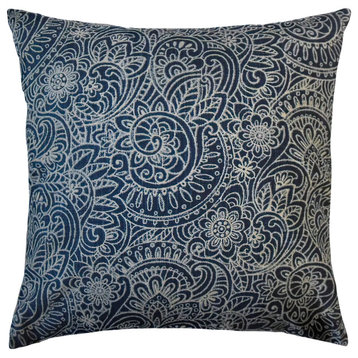 The Pillow Collection Navy Beckles Throw Pillow, 20"x20"