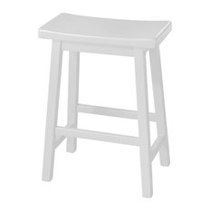 TMS - 24" Arizona Saddle Stool, White - Bar Stools and Counter Stools
