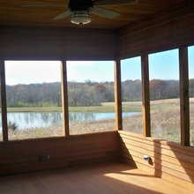 Wood paneling on porch