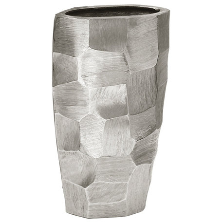 Pounded Metal Vase, Silver