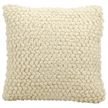 Mina Victory Life Styles Thin Group Loops Pillow, Ivory, 20"x20"