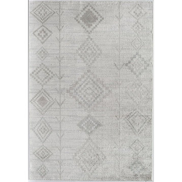 Modern Bohemian Area Rug, Native Tribal Geometric Pattern, Cream/8'9" X 12'