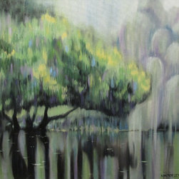 Oil Painting by Kimberley Cook - Tree Reflecting in Pond - Paintings