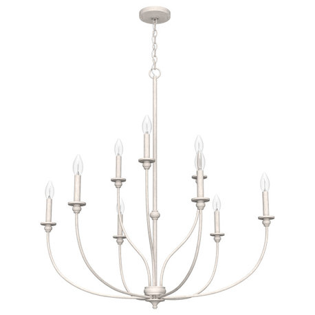 Southcrest Distressed White 9 Light 2 Tier Chandelier Light