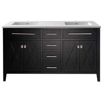 Wimbledon, 60, Espresso Cabinet With Viva Stone Solid Surface Countertop