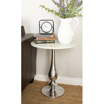 Traditional White Marble Accent Table 54250