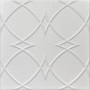 20"x20" Styrofoam Glue Up Ceiling Tiles, R23W Plain White