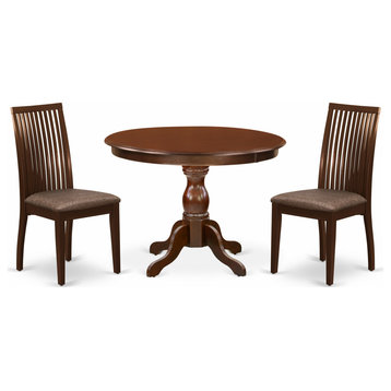 3 Pc Table, Chairs Dining Set, Mahogany Wood Dining Table, 2 Chairs