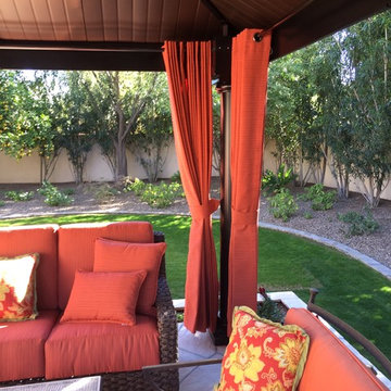 Outdoor Curtains and decorative pillows