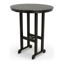 Polywood - Ivy Terrace Classics Round 36" Bar Table, Black - Outdoor Pub And Bistro Tables