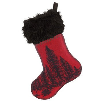 Wooded River Bear Christmas Stocking Sock