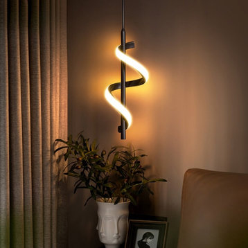 MIRODEMI® Tovo San Giacomo | Ribbon Design Chandelier for Bedroom, Black, A, Warm Light