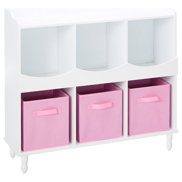 Contemporary Marie Kids Storage Cubby Display Wood Cabinet With Shelves