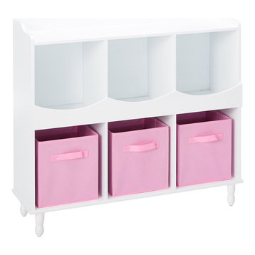 Contemporary Marie Kids Storage Cubby Display Wood Cabinet With Shelves